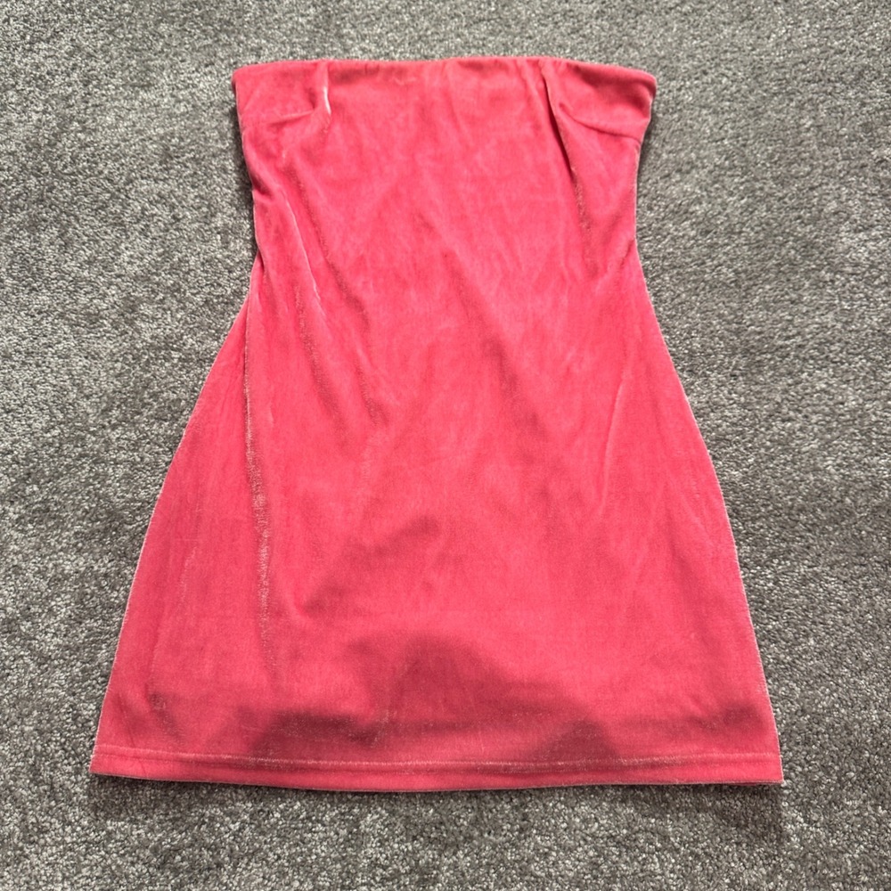 Sugar Thrillz Mini Dress Women S Pink Velvet Strapless Tube Barbiecore Y2K Party